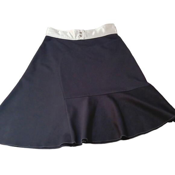 M MISSONI Flared Whimsigoth Skirt 6 Aline Fairy Cream Satin Waistband Black Knit - Picture 4 of 8